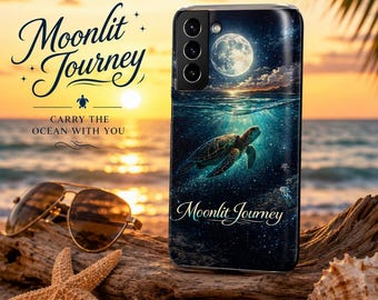 Moonlit Journey Samsung Phone Case, Sea Turtle Phone Cover