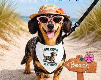 Dachshund Bandana Collar, Low Rider Big Attitude Dog Scarf
