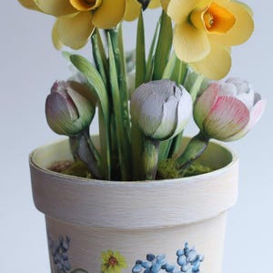 Dollhouse Miniature Potted Plants 1:12 Scale | Tiny Flower Pots | Fairy Garden Decor | Mini Indoor Outdoor Accessories | Dollhouse Garden