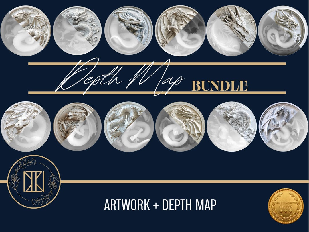Dragon Laser Engraving PNG Bundle – 12 Types, Coins & Depth Maps - Etsy