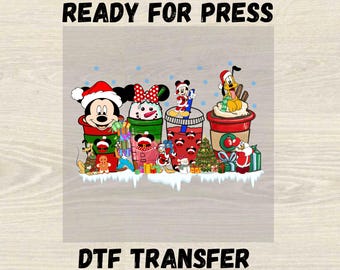 Disney Mickey an Friends Christmas Ready For Press DTF Transfer, Merry Christmas Dtf, Disney Drink Xmas Dtf, Funny Mickey an Friends Dtf