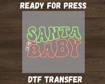 Santa Baby Christmas Lights Ready For Press DTF Transfer, Merry Christmas Dtf, Christmas Lights Dtf, Funny Santa Baby Dtf, Light Xmas Santa