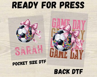 Custom Soccer Ready For Press DTF Transfer, Retro Game Day Dtf, Soccer Mom Dtf, Custom Name Coquette Football Dtf, Soccer Mom's Day Gift Dtf
