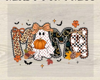 Halloween Mama Ready to Press Heat Transfer, Coquette Spooky Mama Dtf Transfer, Ghost Mama Shirt Design, Gift for Mama DIY Shirt