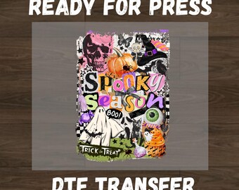 Transferencia térmica lista para planchar de la temporada de Halloween, transferencia DTF de truco o trato, diseño de camiseta DIY de Halloween, impresión DTF de fantasma espeluznante, calcomanía para planchar