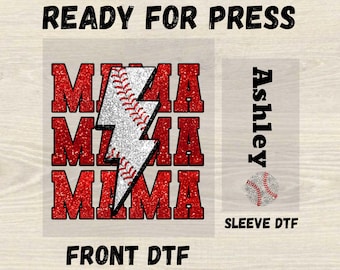 Custom Baseball Mama Ready For Press DTF Transfer, Baseball Mama Name on Sleeve Dtf, Sports Mom Gift, Game Day Dtf, Mother's Day Gift Dtf