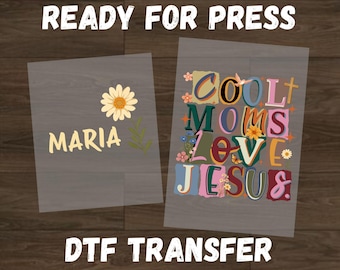 Transferencia DTF personalizada "Mamás geniales que aman a Jesús", lista para imprimir, DTF para mamá cristiana, DTF para mamá religiosa, DTF para regalo de mamá con nombre personalizado, regalo para el Día de la Madre
