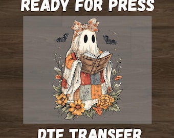 Transferencia termoadhesiva para lector fantasma, diseño de camiseta de Halloween con temática literaria, regalo de Halloween para amantes de los libros, transferencia para planchar