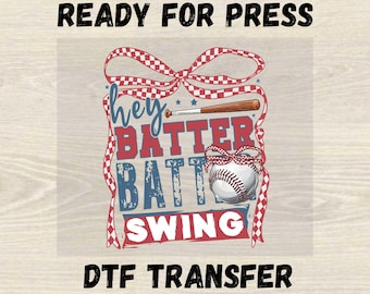 Retro Baseball Ready For Press DTF Transfer, Hey Batter Batt Swing Dtf, Checkered Baseball Coquette Dtf, Game Day Baseball Coquette Dtf