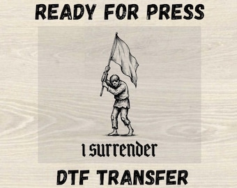 Transferencia DTF "Me rindo", transferencia de calor cristiana lista para prensar, diseño de camiseta con bandera de figura humana, directo a película, transferencia DTF religiosa