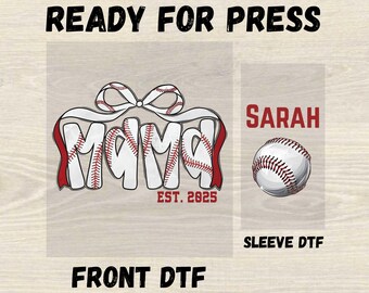 Custom Baseball Mama Ready For Press DTF Transfer, Coquette Mama Dtf, Mother's Day Gift Dtf, Baseball Moms Dtf, Custom Name Baseball Dtf