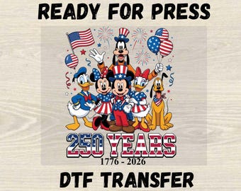 Transferencia termoadhesiva de Mickey y sus amigos para el 4 de julio, fiesta Disney en EE. UU., Día de la Independencia, diseño de camiseta Disney para el 4 de julio, calcomanía termoadhesiva