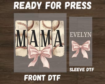 Custom Baseball Mama Ready For Press DTF Transfer, Mother's Day Gift Dtf, Coquette Baseball Mama Dtf, Custom Name Baseball Mama Dtf Transfer