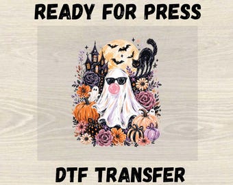 Ghost Blowing Bubble Gum Dtf Transfer, Cute Spooky Ghost Ready to Press, Halloween Brushstroke DTF, Retro Ghost Transfer, Premium Dtf Print