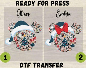 Custom Mickey Head Christmas Ready For Press DTF Transfer, Merry Christmas Party Dtf, Disney Christmas Cheerful Dtf, Funny Mickey Xmas Dtf