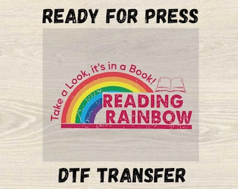 Reading Rainbow Ready For Press DTF Transfer, Retro Librarian Dtf, Teacher Appreciation Dtf, Retro Comfort Rainbow School, Book Lovers Gift