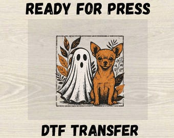 Ghost Chihuahua Dtf Transfer, Cute Spooky Dog Dtf Transfer, Funny Boo Dog Shirt Design, Pet Lover Gift, Ghost Halloween Ready to Press Dtf