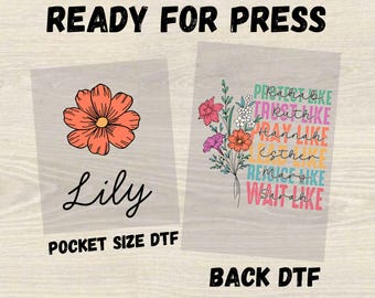 Transferencia DTF personalizada con flores para mamá, lista para imprimir, regalo para el Día de la Madre, DTF con flores para mamá, regalo personalizado con nombre para mamá, DTF para el Día de la Madre