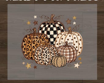Leopard Print Pumpkin Dtf Transfer, Fall Pumpkin Ready to Press Dtf, Autumn Shirt Design, Cozy Season Dtf Print, Trendy Fall Autumn