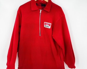Chaqueta tipo jersey reversible de forro polar Marlboro con estampado a cuadros rojo/negro y cremallera de 1/4 para hombre, talla S