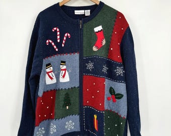 Suéter de punto bordado navideño/festivo de Croft & Barrow para mujer, talla 1X