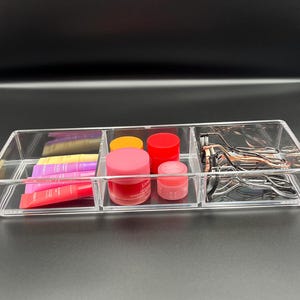 Clear Acrylic Makeup Organizer, Stackable 3-Section Vanity Storage