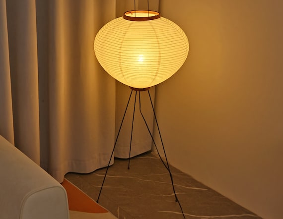 Tripod Japanese Style Paper Lamp Rice Paper Floor Lamp Mid - Etsy Australia