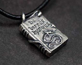 De Vermis Mysteriis sterling silver book pendant