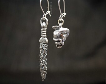 Ineffable earrings 925 sterling silver Flaming sword snake apple