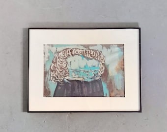 Signed Vintage Framed Michi Fujita Batik Shubert Portrait Classical Composer Fine Art California Artist
