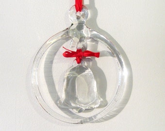 Vintage Kosta Boda Clear Glass Bell Hanging Sun Catcher Swedish / Scandinavian Christmas Holiday Decor