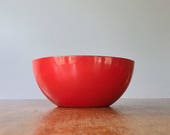 Mid Century Arabia Finel Red Orange Enamel Color Block Bowl - Kaj Franck