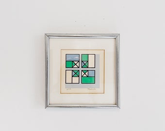 Framed Vintage 60's 70's Pencil Signed Simon Tashimoto Modernist Geometric Abstract Art Print Ed 6/150 Silkscreen Screenprint Serigraph