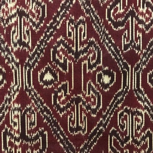 Vintage Yarn Dyed Hand Loomed / Woven Deep Brown Plum Burgundy Cotton Ikat Table Runner / Topper / Wrap