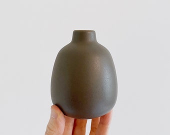 Vintage Heath Ceramics Bud Vase Weedpot 130 Matte Gunmetal Gray Brown Discontinued Glaze Excellent Condition Edith Heath Circa 80's Design