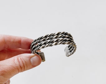 Vintage Navajo / Southwest Style Heavy Four Strand Twisted Sterling Silver Cuff Bracelet 50 grams