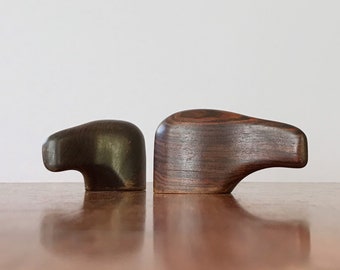 Vintage Don Shoemaker Sculptural "Elephant" Salt and Pepper Shakers Mexico Rosewood or Cocobolo Wood