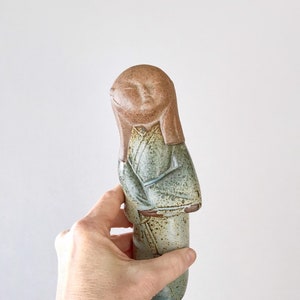 Vintage Japanese Stoneware / Pottery / Ceramic Figurine / Sculpture Asian Woman in a Kimono UCTCI Style image 2