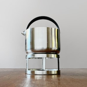 Vintage Stelton Stainless Steel / Plastic Teapot with Strainer Erik Magnussen Design Cylinda Warmer