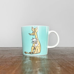 Vintage Arabia Finland Moomin Ceramic Mug / Cup Turquoise Sniff Moomin and Family Life Scandinavian Pottery