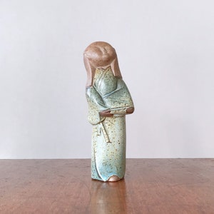 Vintage Japanese Stoneware / Pottery / Ceramic Figurine / Sculpture Asian Woman in a Kimono UCTCI Style image 1