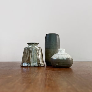 Choose One or All Three (3) Small Vintage Weed Pots Signed Studio Pottery Ceramic Vases Mini Collection Samuel Calder Danish Stoneware