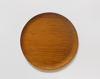 Round Vintage Mid Century Molded Teak or Walnut Plywood Tray Attr George Nelson for Herman Miller 18"