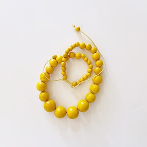 Vintage Large Yellow Chunky Chic Wooden Bead Necklace image 1
