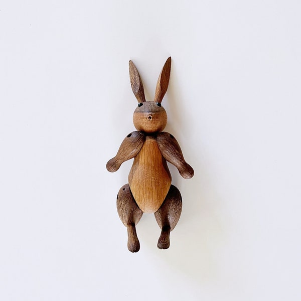 Authentic Vintage Mid Century Kay Bojesen Articulating Danish Oak Wood Rabbit Animal Figurine 1957 Denmark