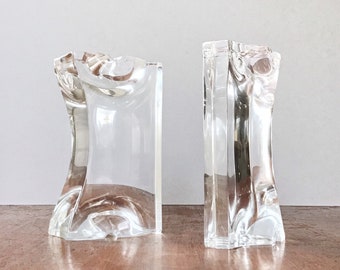Vintage Astrolite Acrylic / Lucite Bookends by Ritts L.A. Organic Sculptural Modern 70's Chic