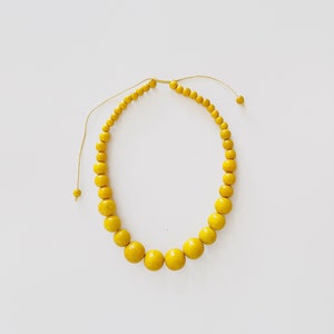 Vintage Large Yellow Chunky Chic Wooden Bead Necklace image 2