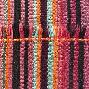 Vintage Handwoven Striped Wool Throw Rug / Runner image 1