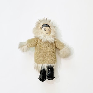 Wonderful Vintage First Peoples Inuit Eskimo North American Native Alaskan Fleece Leather Folk Art Doll Toy