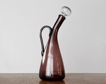 Vintage Mid Century Blenko Glass 948 Bent Neck Decanter Winslow Anderson Design 1950's MOMA Award Winner